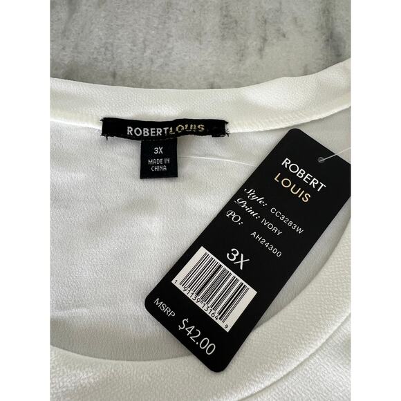 Robert Louis White Knit Tunic Top Metallic Studded Woman Plus Size 3X NWT - Picture 4 of 8